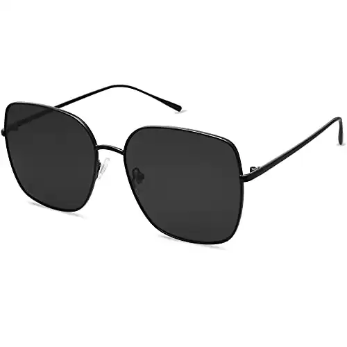 Trendy Oversized Square Metal Frame UV Protection Sunglasses