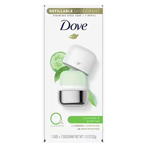 Dove Refillable Deodorant Starter Kit Deodorant For Women Cucumber & Green Tea 0% Aluminum 1.13 oz