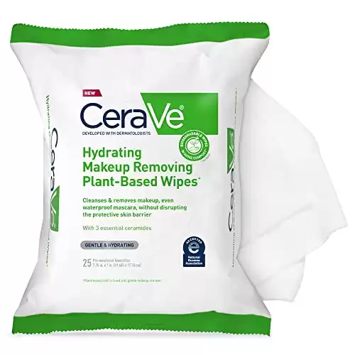 CeraVe Hydrating Facial Cleansing Makeup Remover Wipes Plant Based, Biodegradable, Sensitive Skin