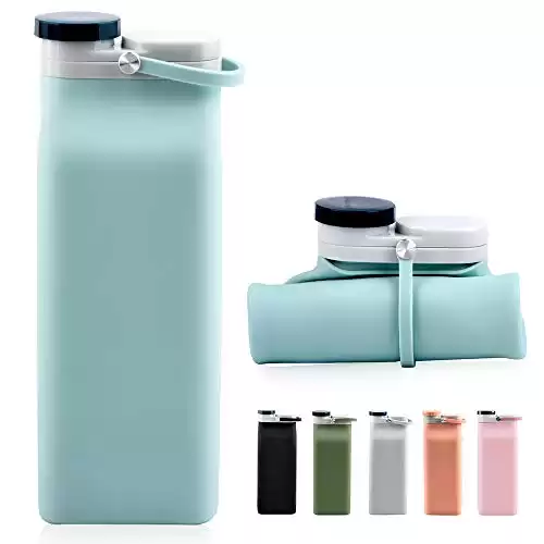 Collapsible Water Bottle BPA Free - 20 oz Foldable Water Bottle