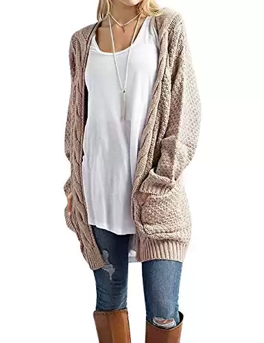 Women's Long Sleeve Knit Cardigans Sweater with Pockets