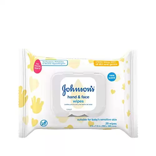 Johnson's Baby Disposable Hand & Face Cleansing Wipes Delicate Skin, Paraben-, Phthalate- & Alcohol-Free, Hypoallergenic
