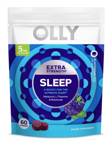 OLLY Extra Strength Sleep Gummies, 5 mg Melatonin, L-Theanine, Chamomile, Lemon Balm, Blackberry