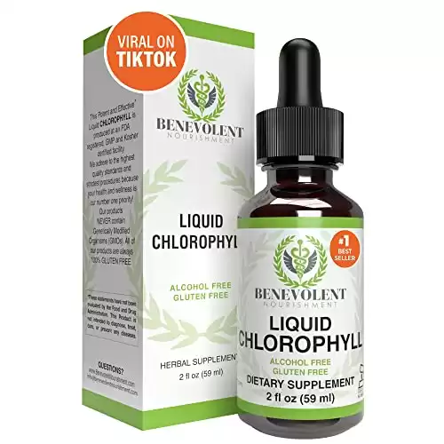 Benevolent Chlorophyll Liquid Drops for Energy Boost, Immune System Support, Internal Deodorant, Altitude Sickness