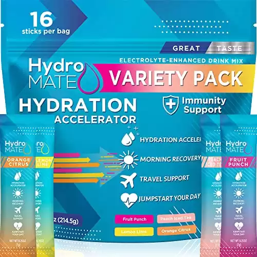 HydroMATE Electrolytes Powder Packets Low Carb Hydration Accelerator Plus Vitamin C