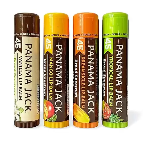 Panama Jack Sunscreen Lip Balm SPF 45, Broad Spectrum UVA-UVB Sunscreen
